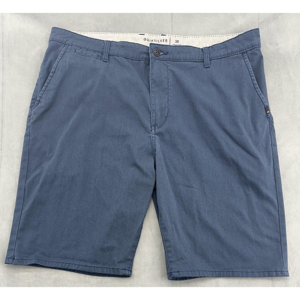 Quiksilver Shorts Mens 38 Blue Straight Fit Classic Chino Casual Walking Summer